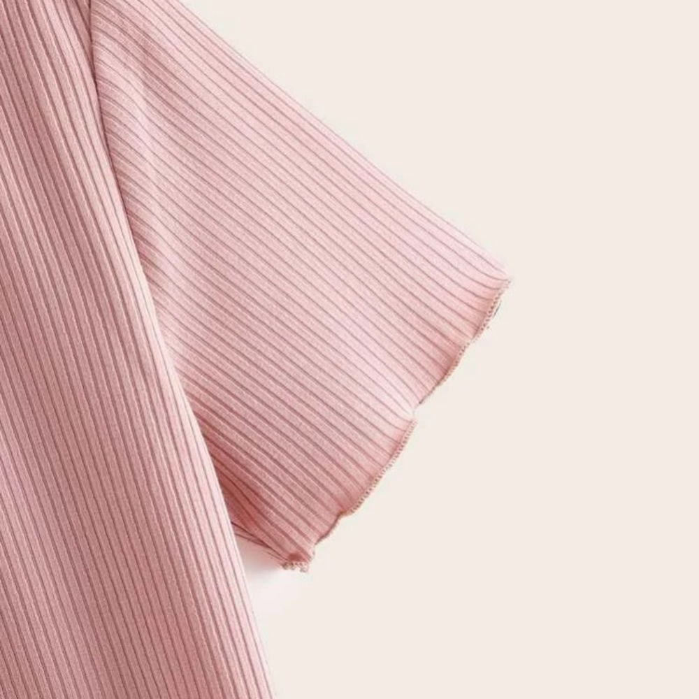 Pink Ribbed Button down Crop Top - Picture 9 of 9